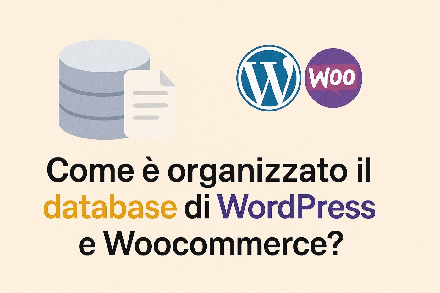 Illustrazione del database di WordPress e WooCommerce